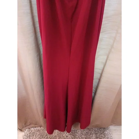 Nwt Women's B. Darlin Mermaid Maxi Formal Elegant Maroon Dress W/Slit Size 7/8 - Picture 10 of 11